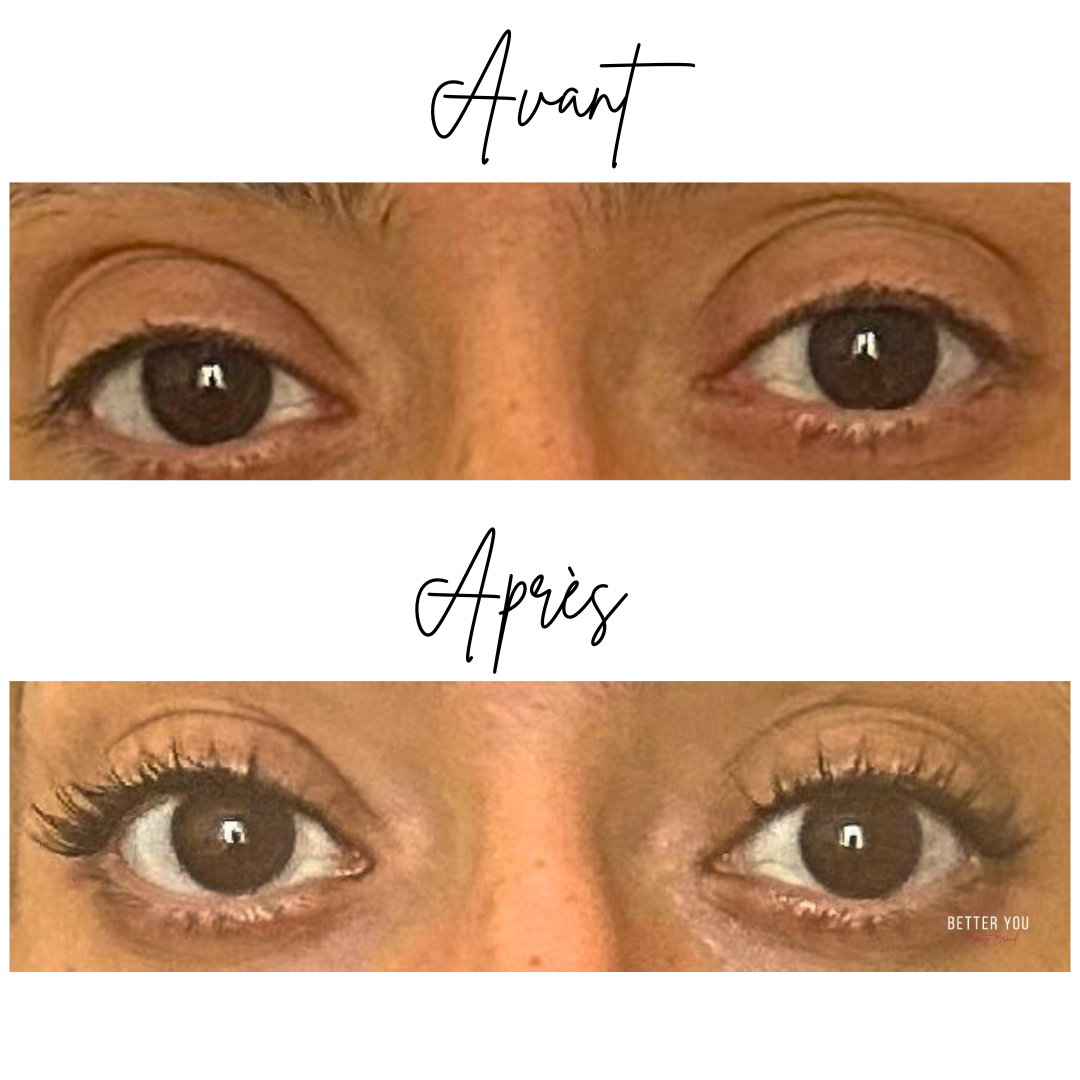 Avant après pose effet naturel d'extensions de cils du starter lash kit