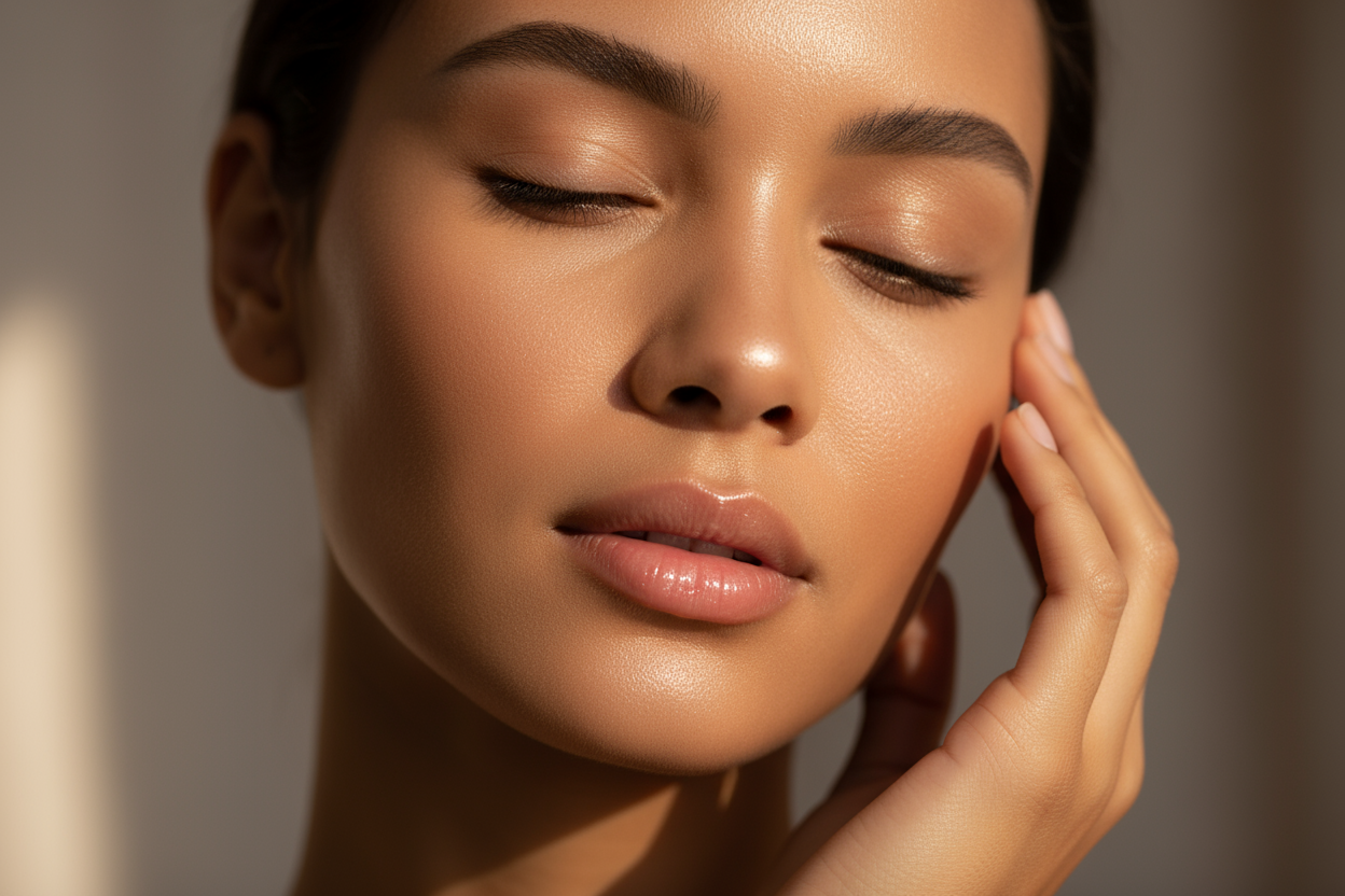 une peau de visage bronzée aesthetic